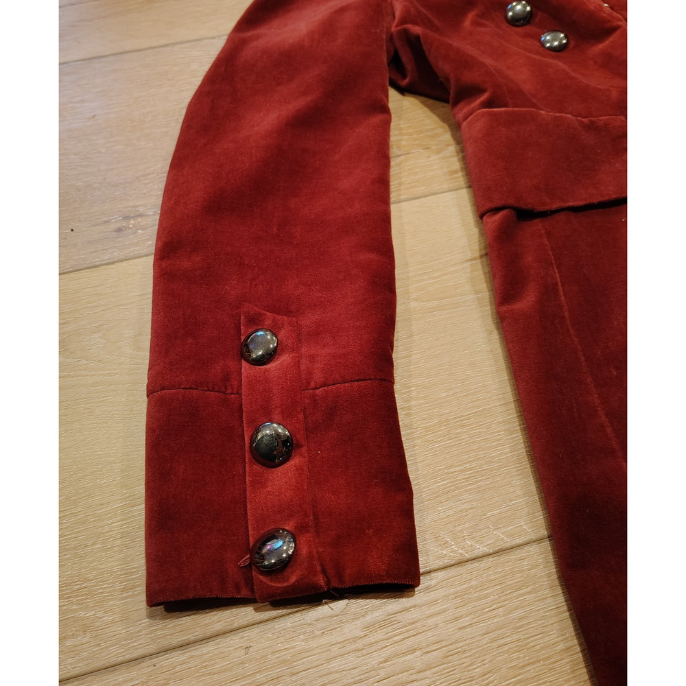 Newport News Velvet Military Longline Jacket Burgundy Red Sz 8 Y2K - Picture 5 of 9